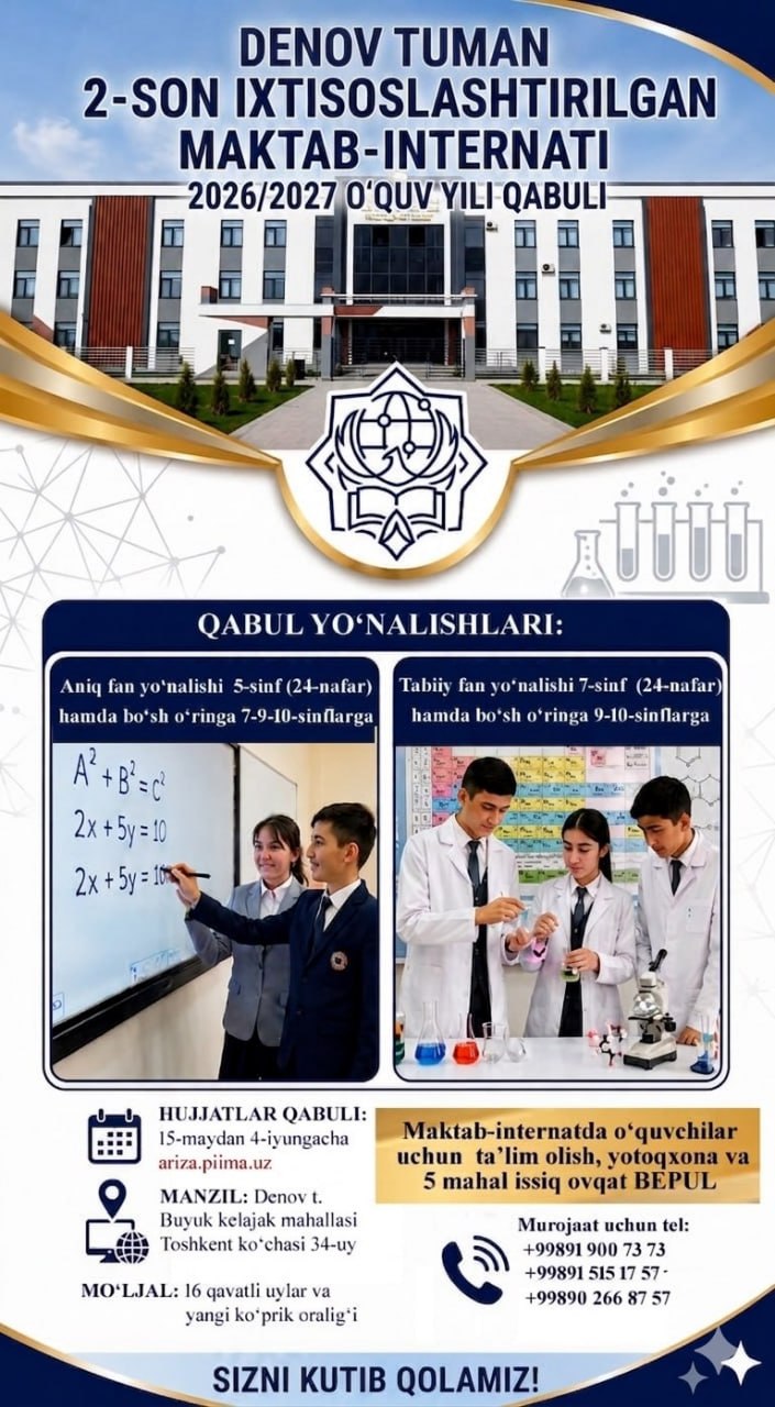 KELAJAKINGIZNI BIZ BILAN QURING: HUJJATLAR QABULI BOSHLANDI!